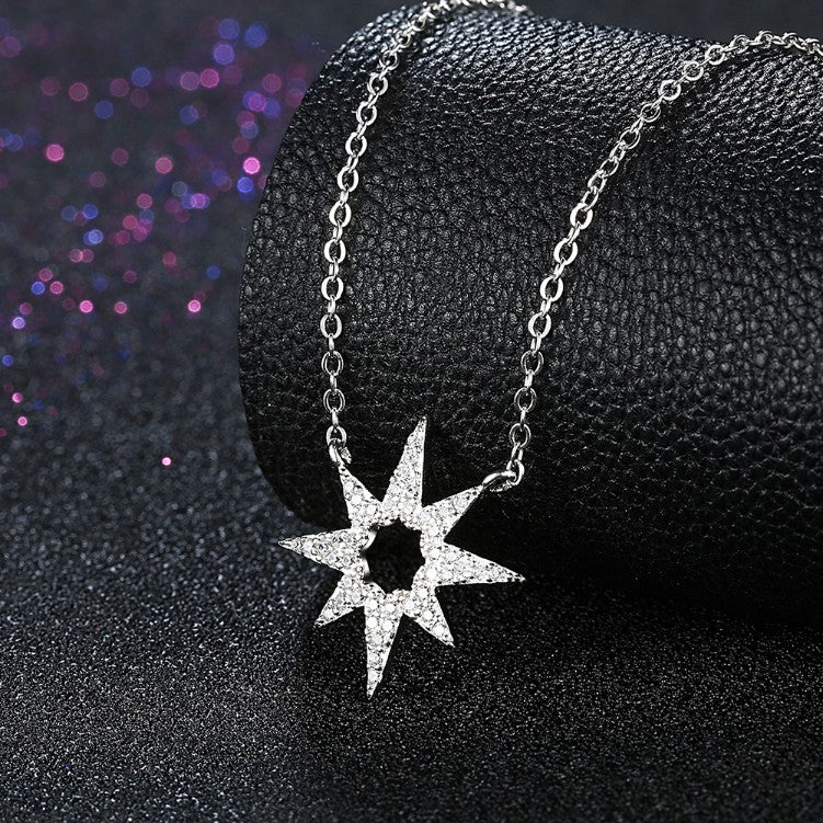 Swarovski Elements Pav'e Star Shaped Sterling Silver Necklace - Golden NYC Jewelry www.goldennycjewelry.com fashion jewelry for women