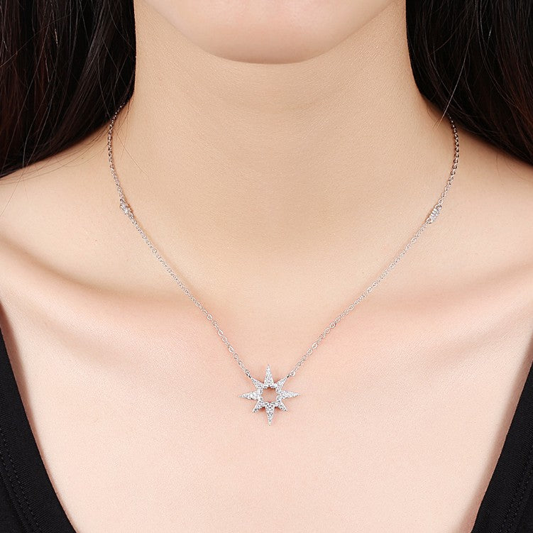 Swarovski Elements Pave Star Shaped Sterling Silver Necklace - Golden NYC Jewelry www.goldennycjewelry.com fashion jewelry for women