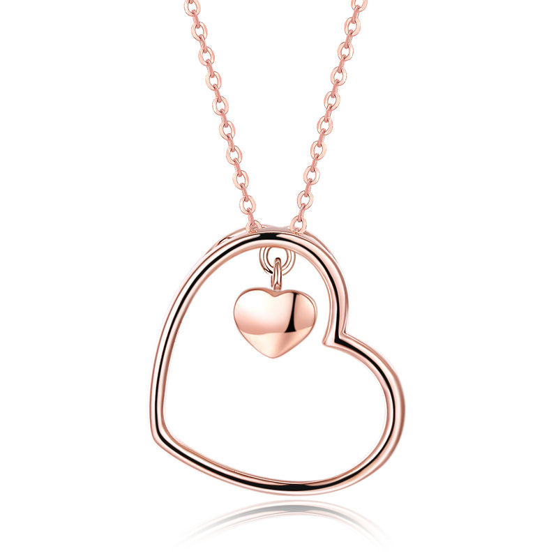 14K Rose Gold over Sterling Silver Heart \Necklace, Necklaces, Golden NYC Jewelry, Golden NYC Jewelry  jewelryjewelry deals, swarovski crystal jewelry, groupon jewelry,, jewelry for mom,