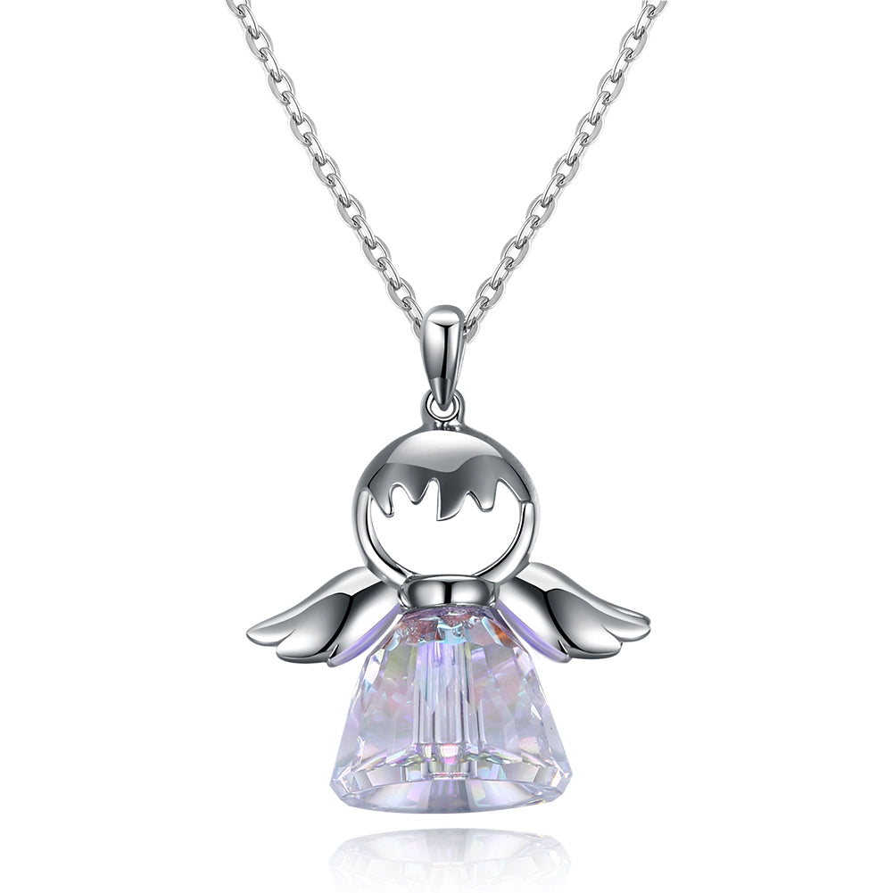 Aurora Borealis Sterling Silver Angel Necklace, Necklaces, Golden NYC Jewelry, Golden NYC Jewelry  jewelryjewelry deals, swarovski crystal jewelry, groupon jewelry,, jewelry for mom, 