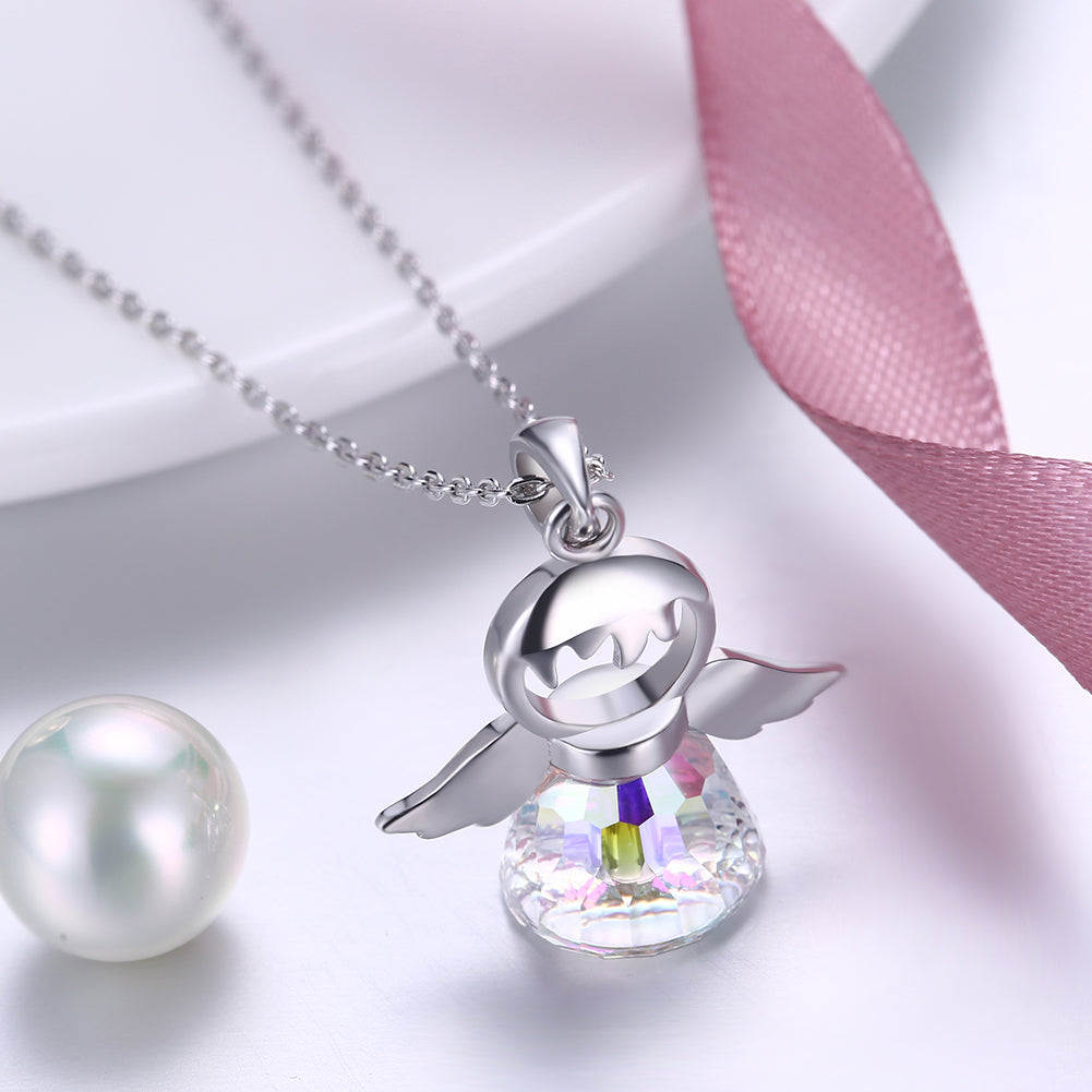 Aurora Borealis Sterling Silver Angel Necklace, Necklaces, Golden NYC Jewelry, Golden NYC Jewelry  jewelryjewelry deals, swarovski crystal jewelry, groupon jewelry,, jewelry for mom, 