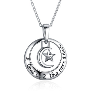 Sterling Silver Love You To The Moon & Back Necklace