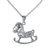 Swarovski Crystal 18K White Gold over Sterling Silver Rocking Horse Necklace - Golden NYC Jewelry