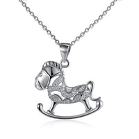 Swarovski Crystal 18K White Gold over Sterling Silver Rocking Horse Necklace - Golden NYC Jewelry