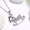 Swarovski Crystal 18K White Gold over Sterling Silver Rocking Horse Necklace - Golden NYC Jewelry