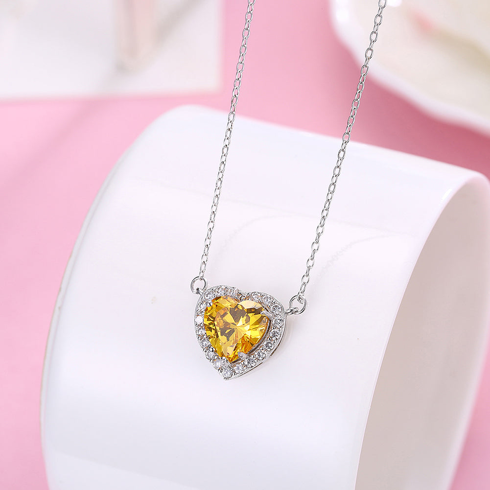 5.00 CT Yellow DiamondSterling Silver Heart Necklace, Necklaces, Golden NYC Jewelry, Golden NYC Jewelry jewelryjewelry deals, swarovski crystal jewelry, groupon jewelry,, jewelry for mom,