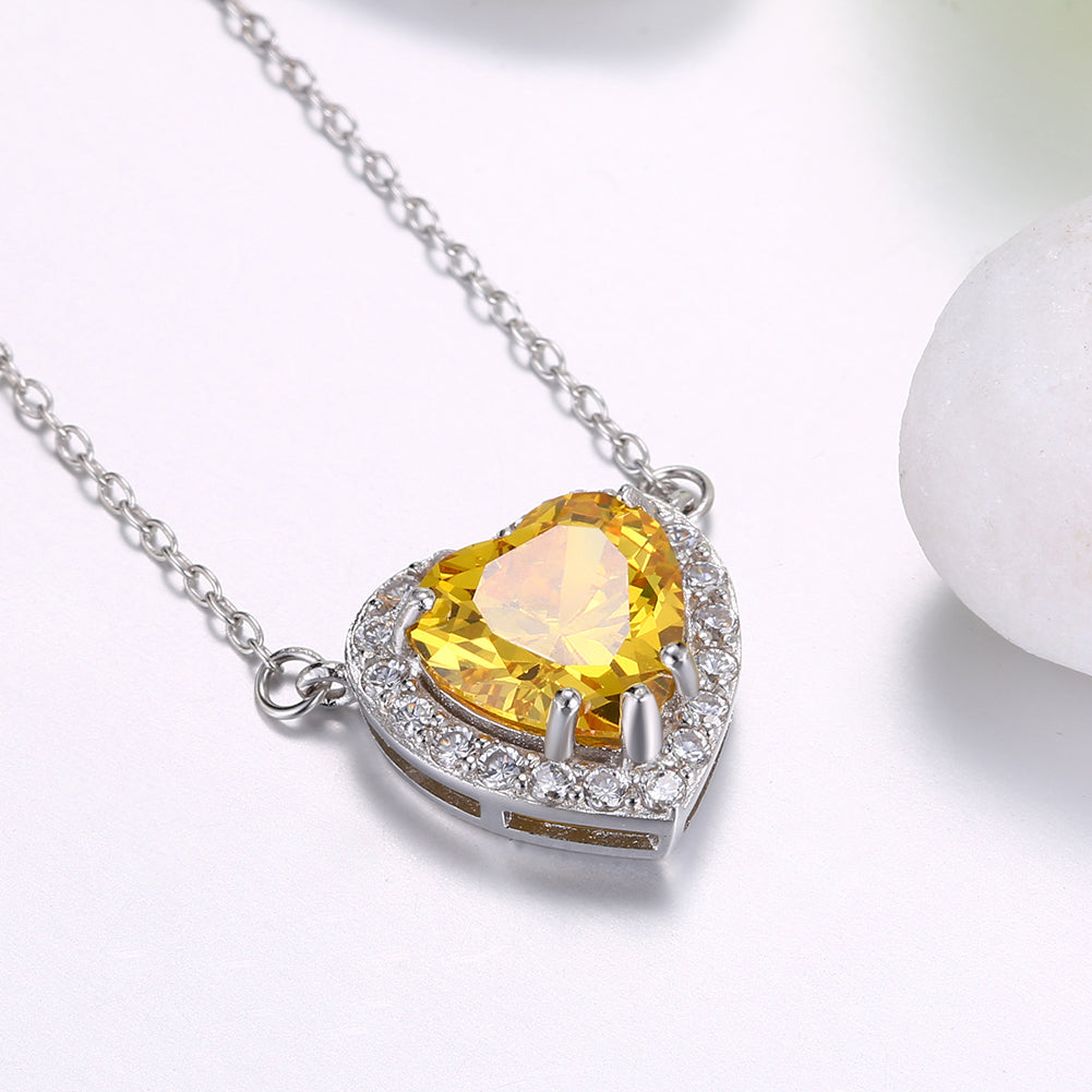 5.00 CT Yellow DiamondSterling Silver Heart Necklace, Necklaces, Golden NYC Jewelry, Golden NYC Jewelry jewelryjewelry deals, swarovski crystal jewelry, groupon jewelry,, jewelry for mom,