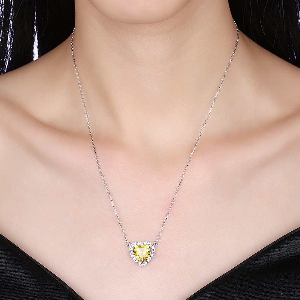 5.00 CT Yellow DiamondSterling Silver Heart Necklace, Necklaces, Golden NYC Jewelry, Golden NYC Jewelry jewelryjewelry deals, swarovski crystal jewelry, groupon jewelry,, jewelry for mom,