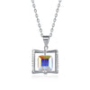 Sterling Silver Aurora Borealis Square Necklace