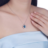 Bermuda Blue Swarovski Crystals Sterling Silver Pave Heart Necklace, Necklaces, Golden NYC Jewelry, Golden NYC Jewelry jewelryjewelry deals, swarovski crystal jewelry, groupon jewelry,, jewelry for mom, 