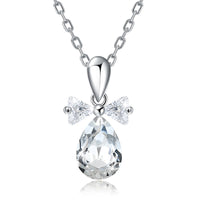 White Topaz Sterling Silver Swarovski Crystal Drop Necklace