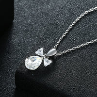 White Topaz Sterling Silver Swarovski Crystal Drop Necklace