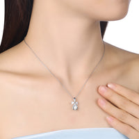White Topaz Sterling Silver Swarovski Crystal Drop Necklace