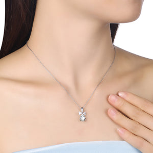 White Topaz Sterling Silver Austrian Crystal Teardrop Necklace