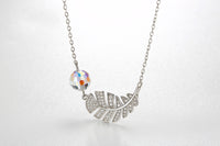 Pave Leaf Sterling Silver Swarovski Crystal Necklace