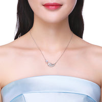 Pave Leaf Sterling Silver Swarovski Crystal Necklace