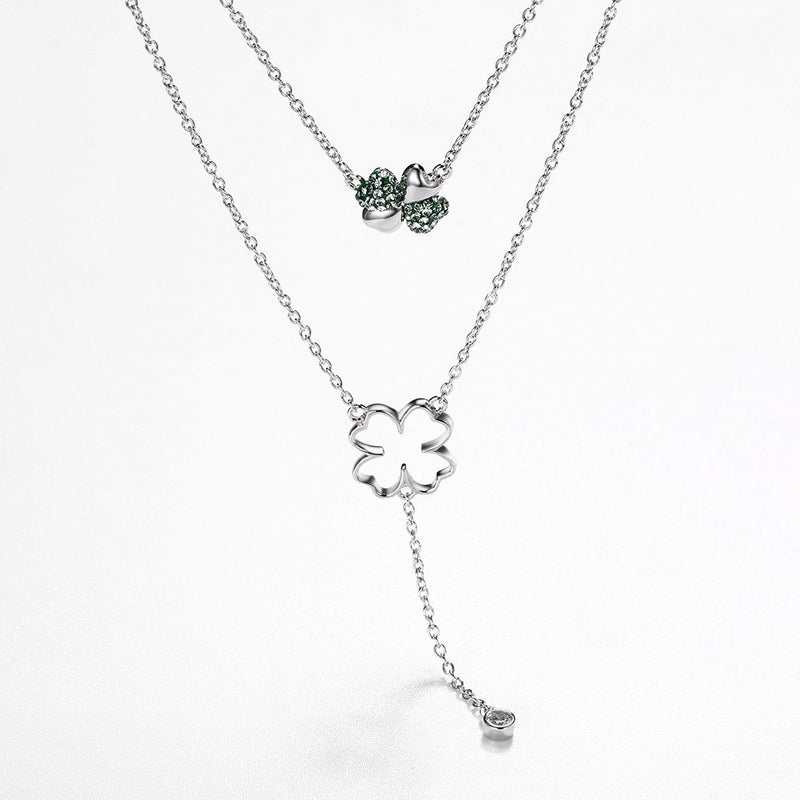 Double Layer Stone Stone Sterling Silver Swarovski Crystal Necklace, Necklaces, Golden NYC Jewelry, Golden NYC Jewelry jewelryjewelry deals, swarovski crystal jewelry, groupon jewelry,, jewelry for mom, 