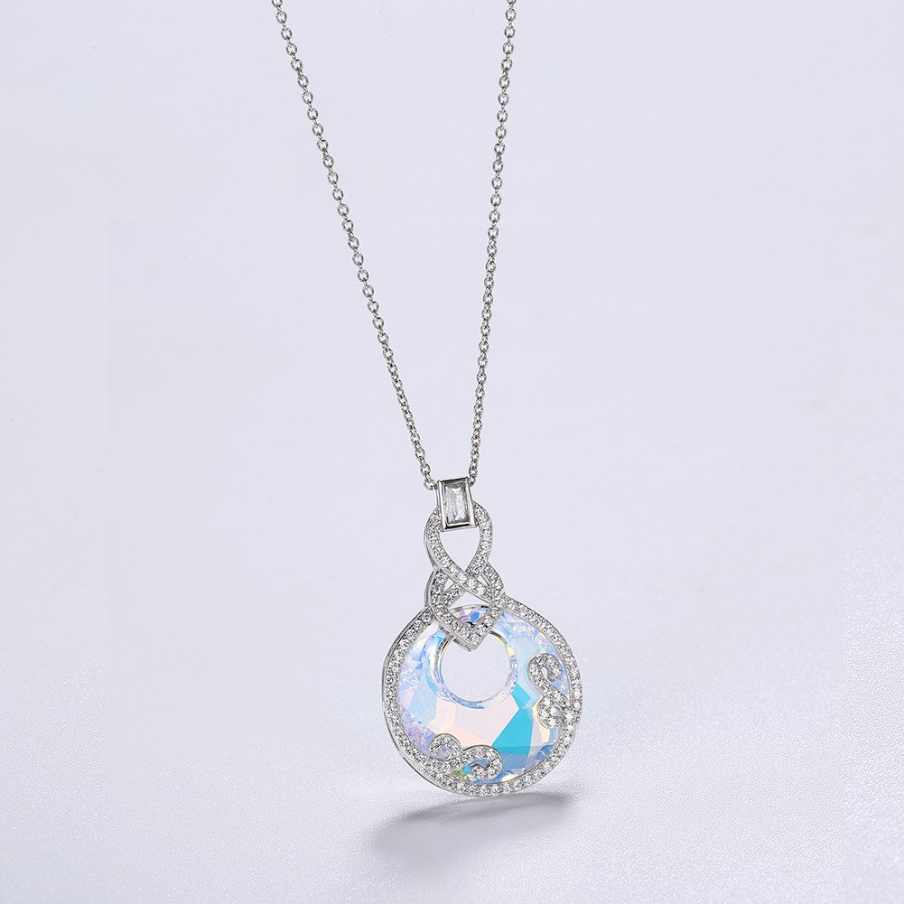 5.00 CT Aurora Borealis Stone Sterling Silver Swarovski Crystal Disc Necklace, Necklaces, Golden NYC Jewelry, Golden NYC Jewelry jewelryjewelry deals, swarovski crystal jewelry, groupon jewelry,, jewelry for mom,
