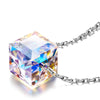 Sterling Silver Aurora Borealis Cubed Life Necklace with Austrian Crystals