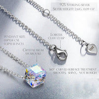 Sterling Silver Aurora Borealis Cubed Life Necklace with Swarovski Crystals