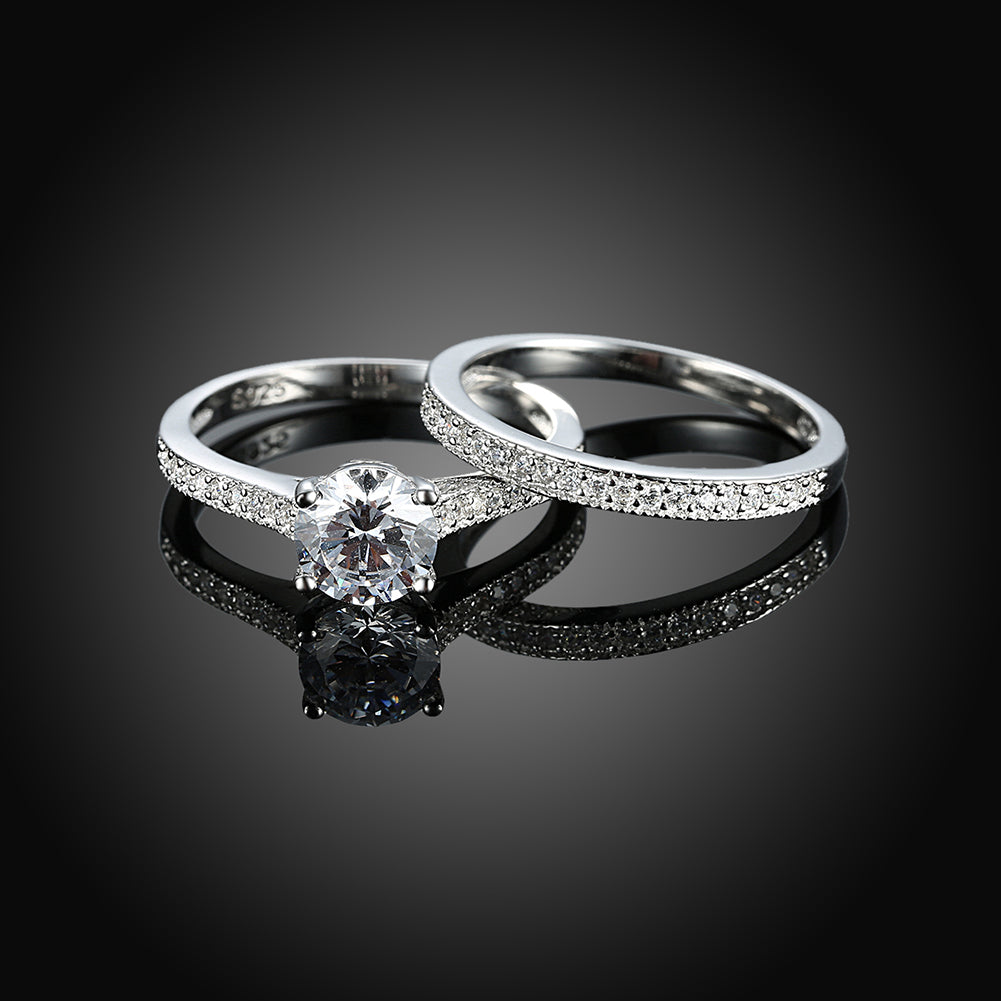 Sterling Silver Pave Swarovski Duo Lining Ring