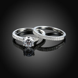 Sterling Silver Pave Swarovski Duo Lining Ring