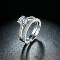 Sterling Silver Pave Swarovski Duo Lining Ring