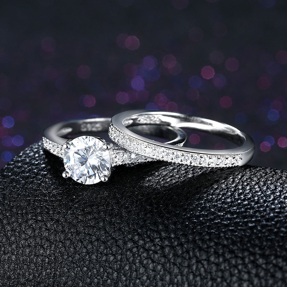 Sterling Silver Pave Swarovski Duo Lining Ring