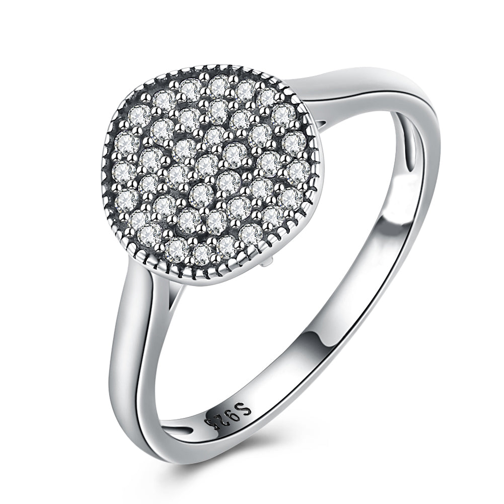 Sterling Silver Swarovski Pave Circular Halo Ring