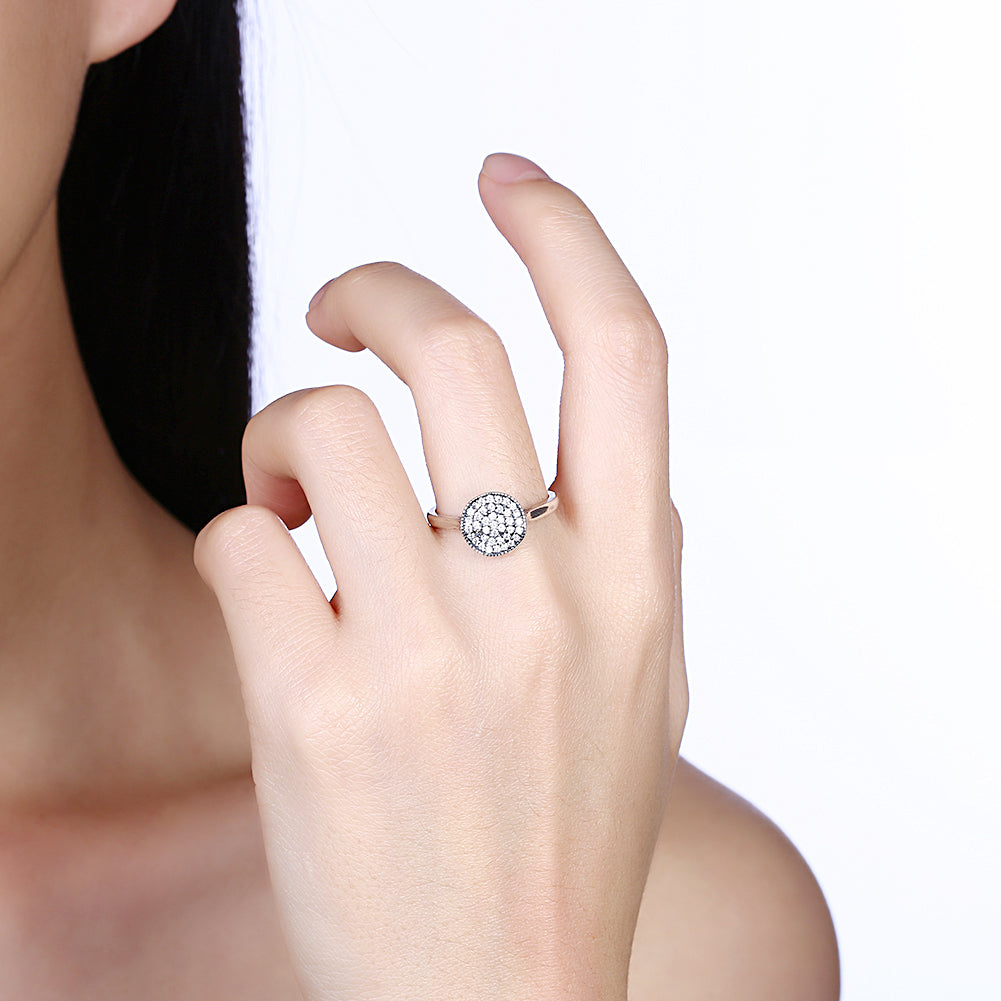 Sterling Silver Austrian Pav'e Circular Halo Ring