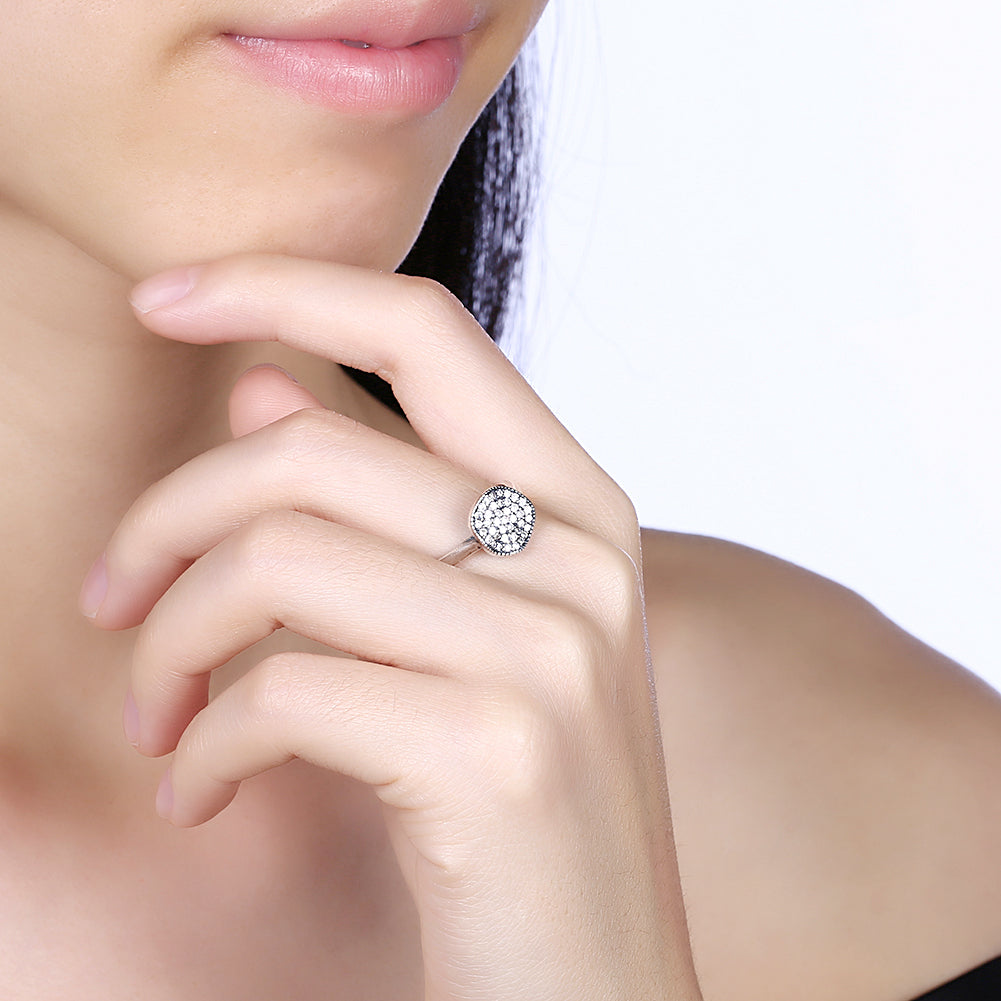 Sterling Silver Swarovski Pave Circular Halo Ring