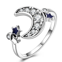 Sterling Silver Swarovski Moon Adjustable Ring