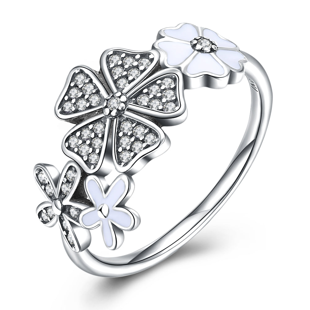 Sterling Silver Swarovski Floral Daisy Ring