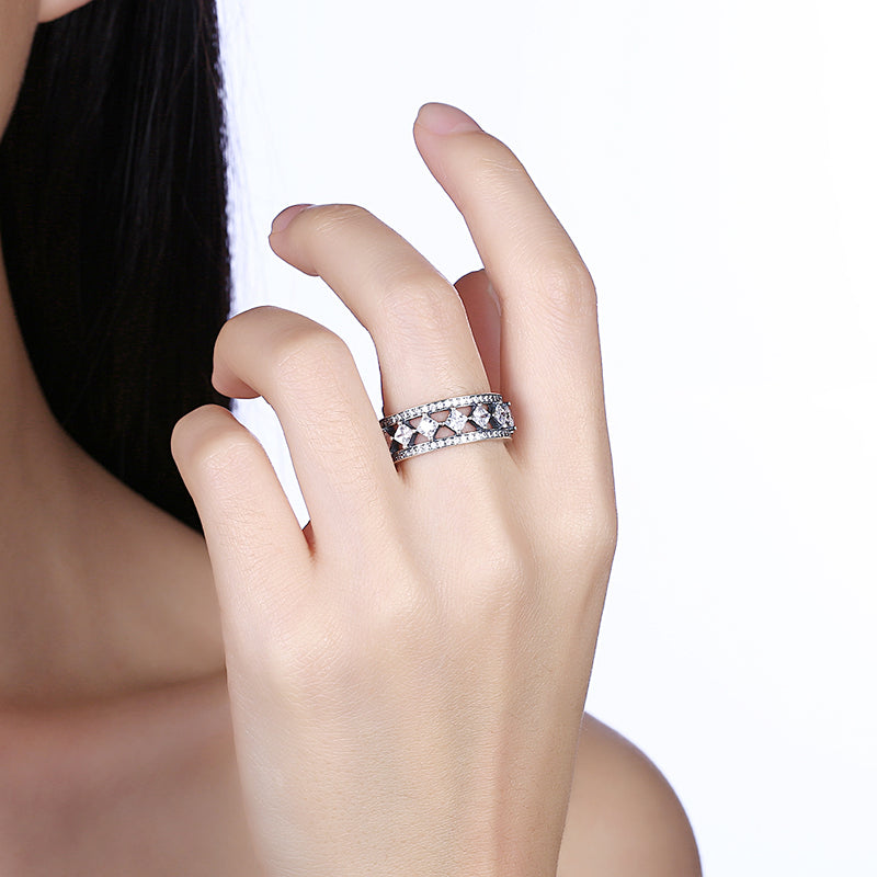 Sterling Silver Multi Swarovski Ring