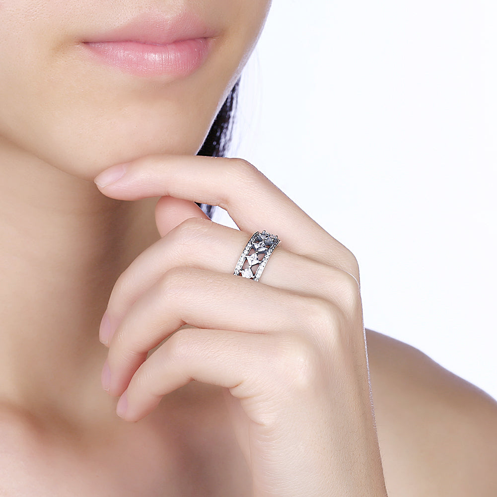 Sterling Silver Multi Swarovski Ring