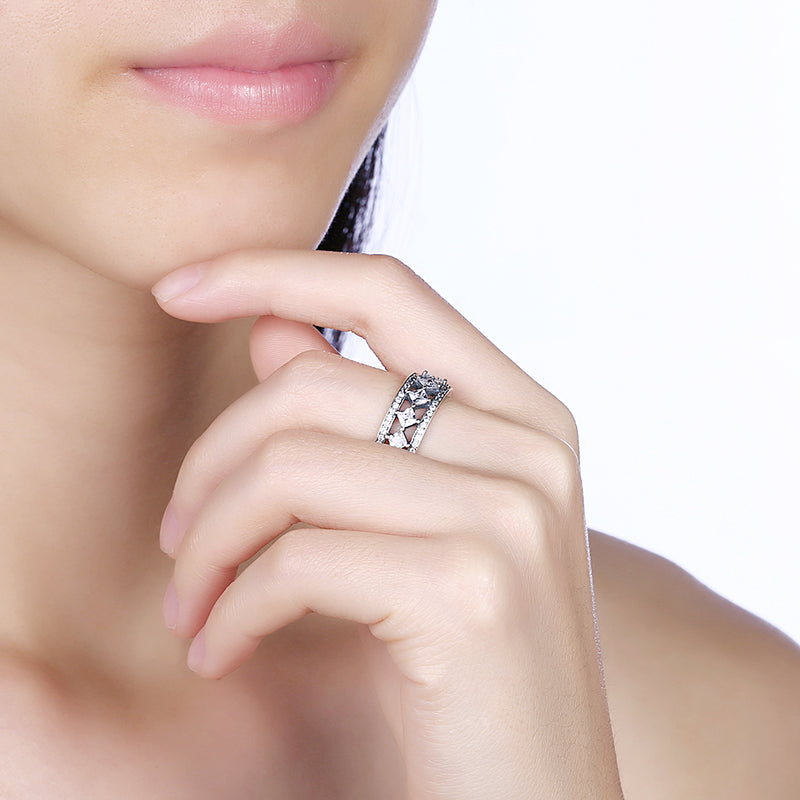 Sterling Silver Multi Swarovski Ring