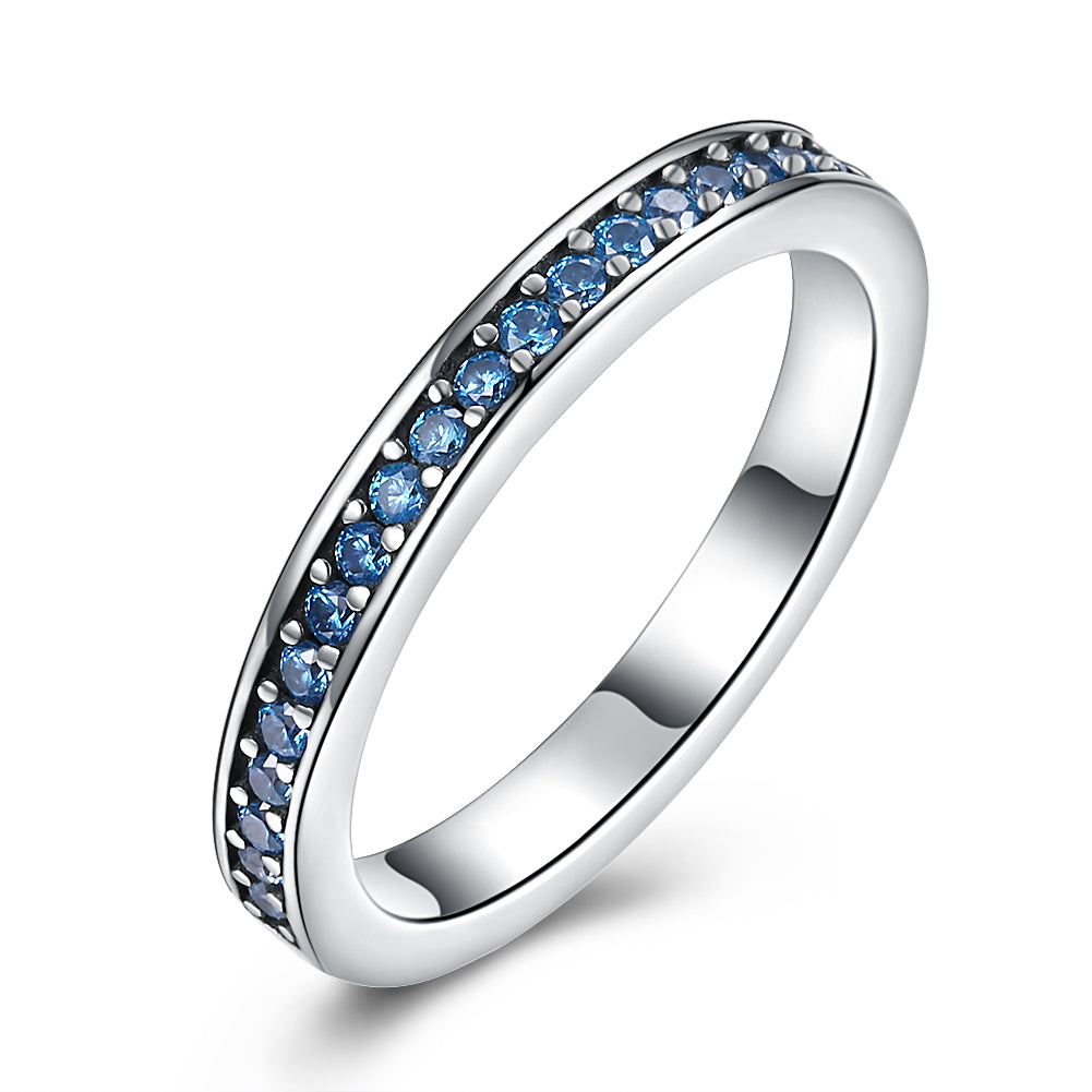 Sterling Silver Blue Austrian Band Ring