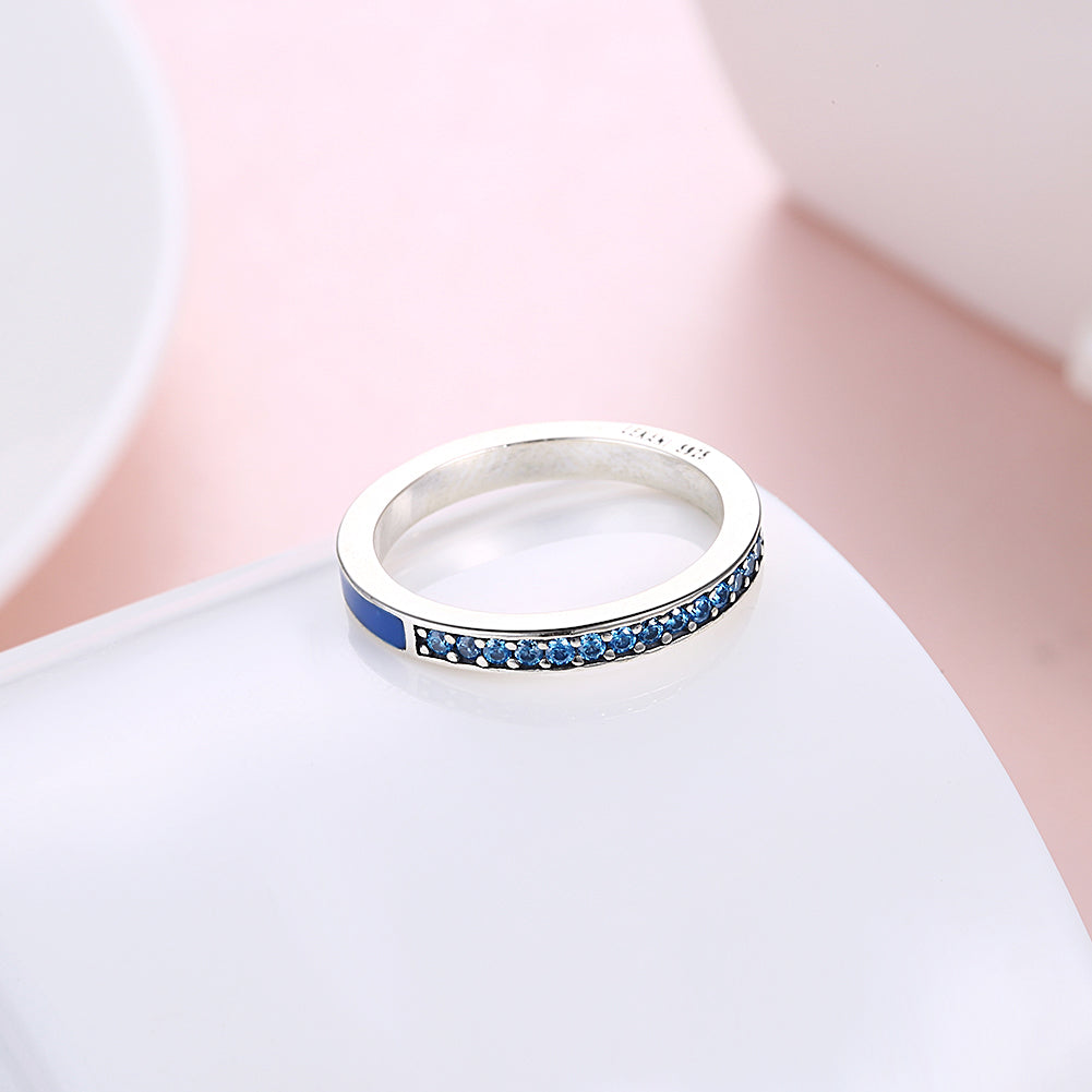 Sterling Silver Blue Austrian Band Ring