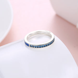 Sterling Silver Blue Austrian Band Ring