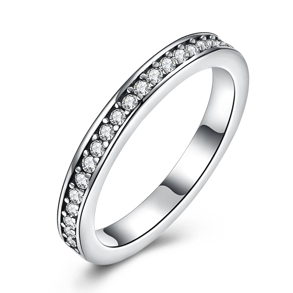 Sterling Silver Light Pink Swarovski Band Ring