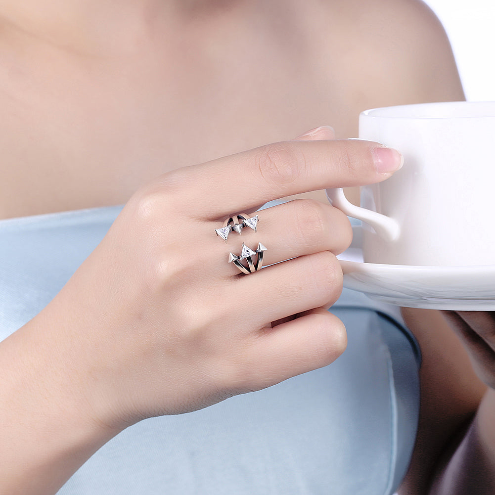 Sterling Silver Swarovski Clawed Adjustable Ring