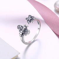 Sterling Silver Swarovski Bumble Bee Adjustable Ring
