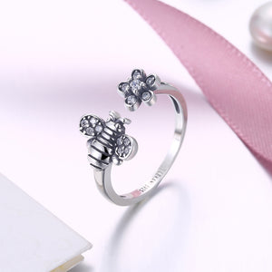 Sterling Silver Austrian Bumble Bee Adjustable Ring