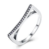 Sterling Silver Curved Angle Swarovski Ring