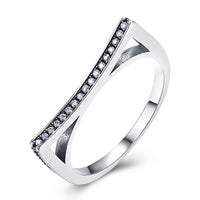 Sterling Silver Curved Angle Swarovski Ring