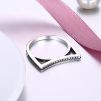 Sterling Silver Curved Angle Swarovski Ring