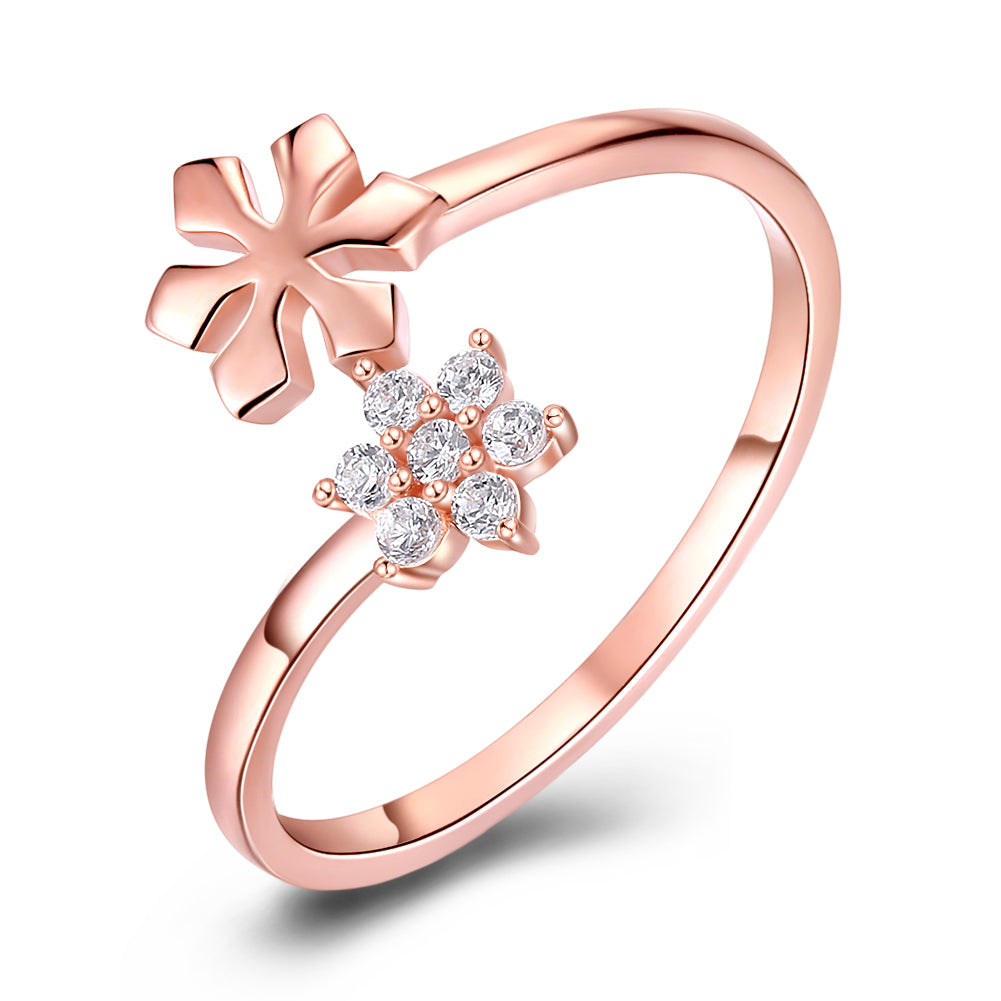 Sterling Silver Swarovski Crystal Floral Adjsutable Ring