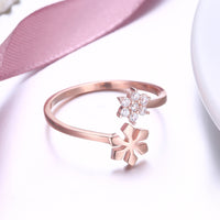 Sterling Silver Swarovski Crystal Floral Adjsutable Ring