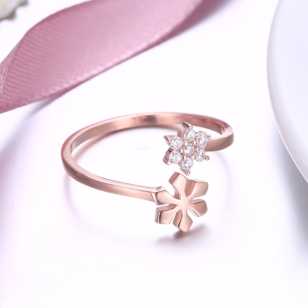 Sterling Silver Swarovski Crystal Floral Adjsutable Ring