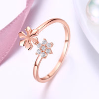 Sterling Silver Swarovski Crystal Floral Adjsutable Ring